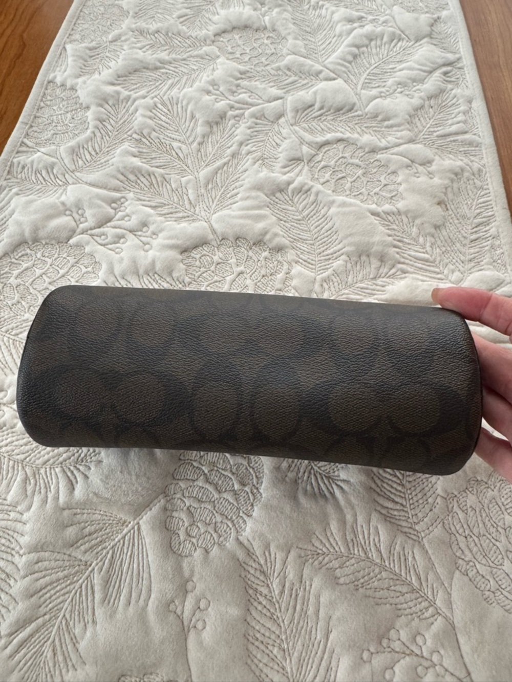 Coach Brown Signature Cylinder Zip Pouch with Gold Hardware - Picture 2 of 5